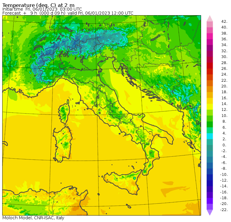 temperature massime 6 gennaio