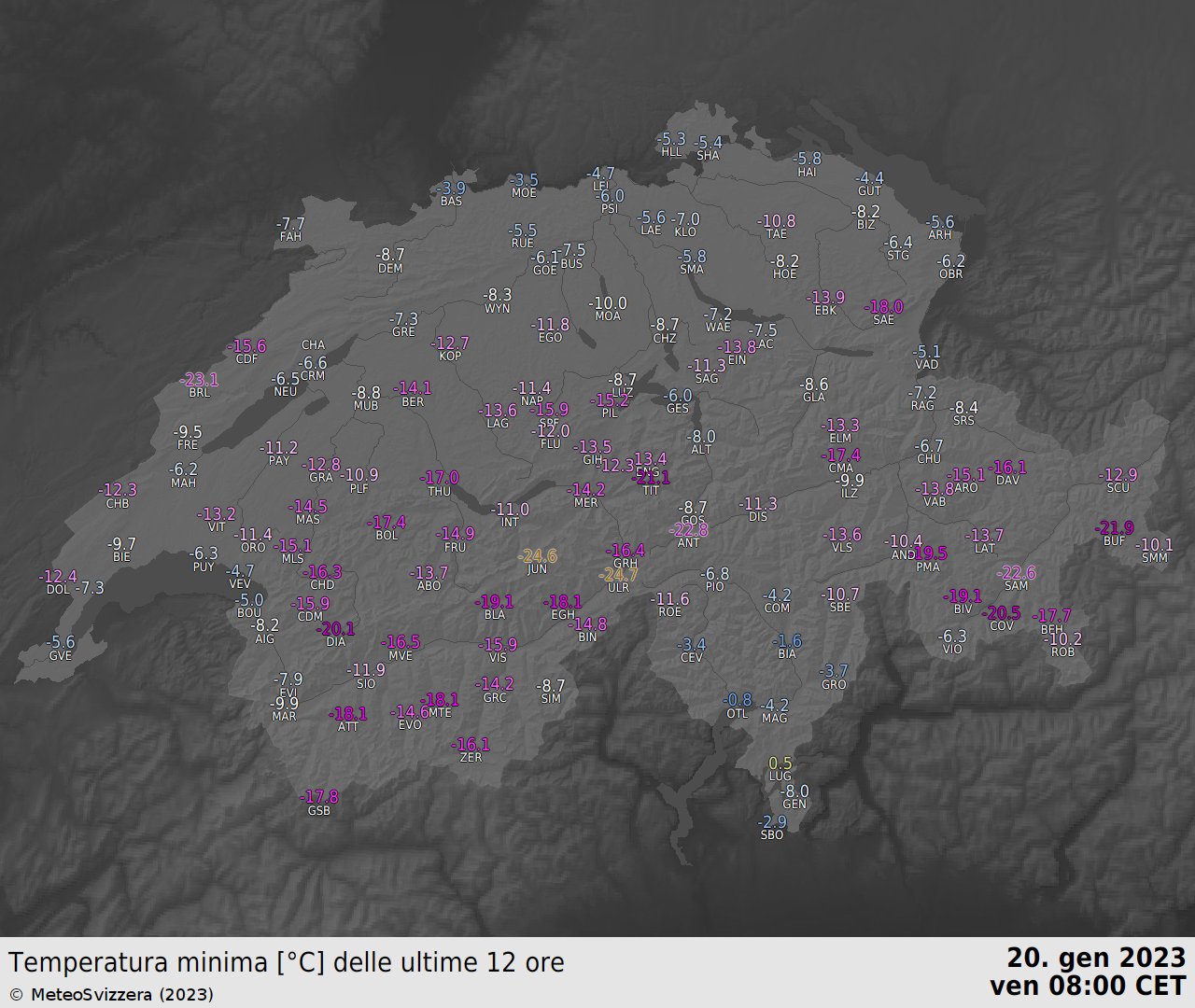 temperature minime svizzera oggi