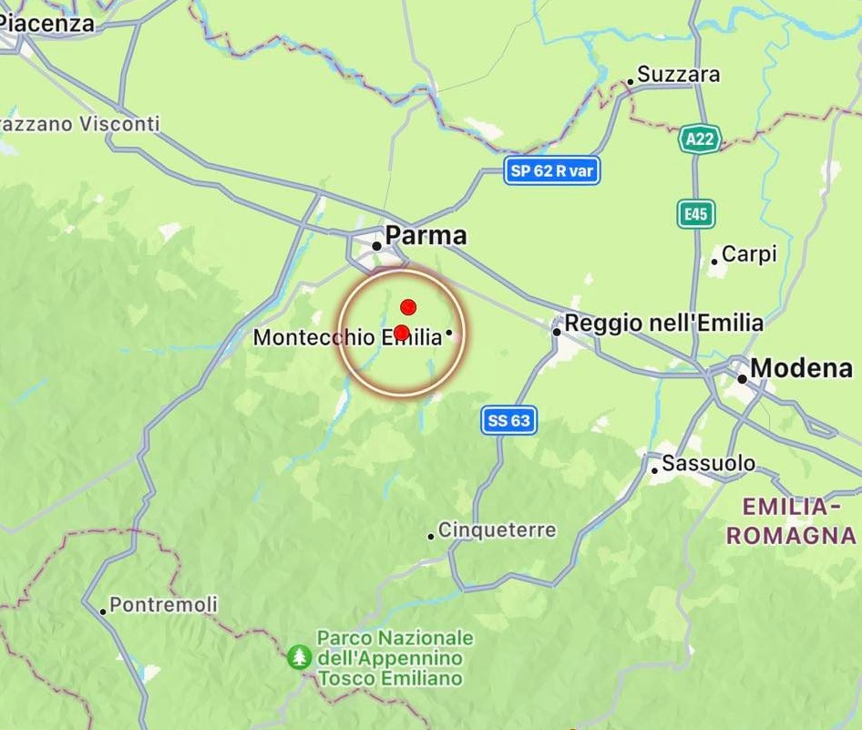 terremoto Montechiarugolo parma