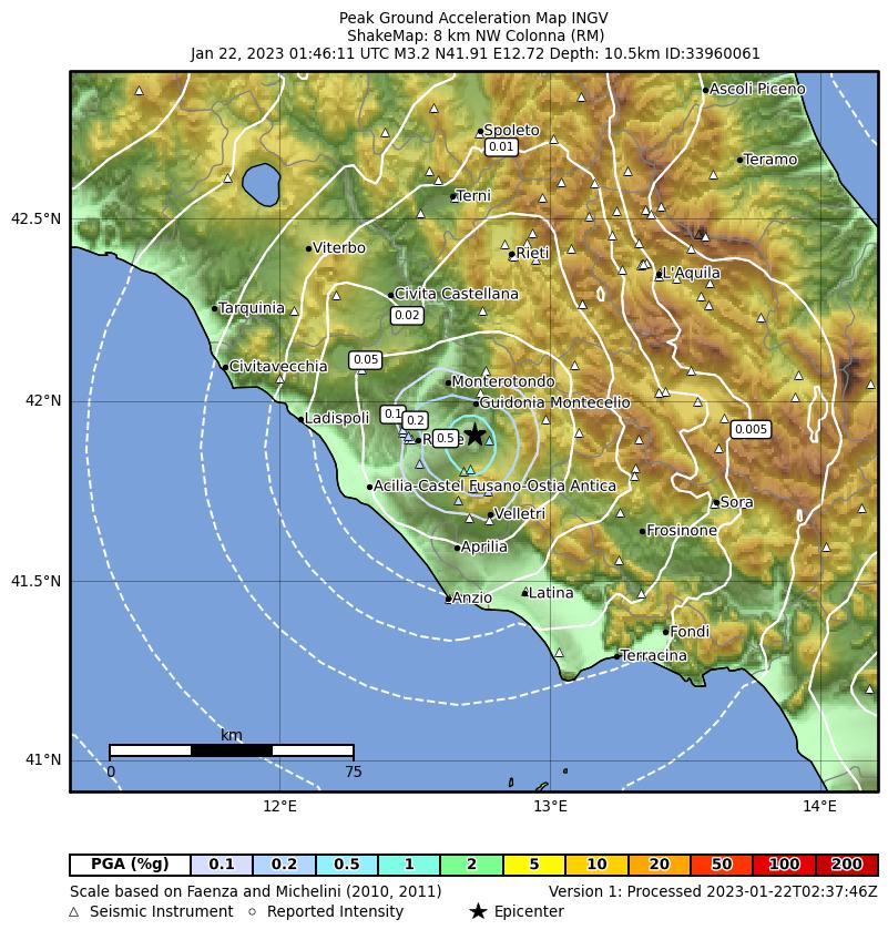 terremoto roma 22 gennaio