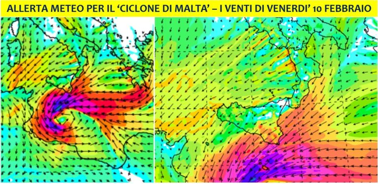 allerta meteo ciclone di malta venti venerdì 10 febbraio
