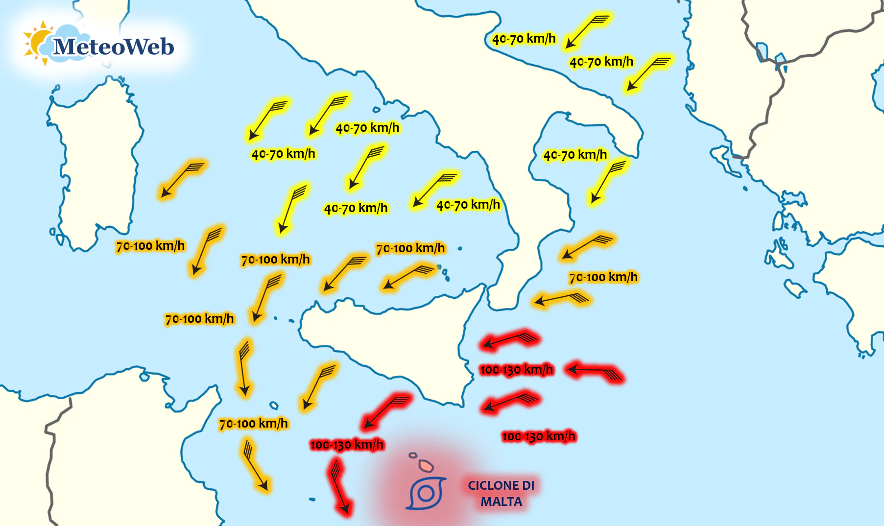 ciclone di malta allerta meteo venti uragano