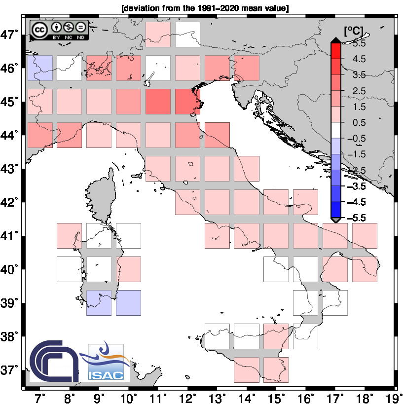 gennaio 2023 anomalie termiche italia