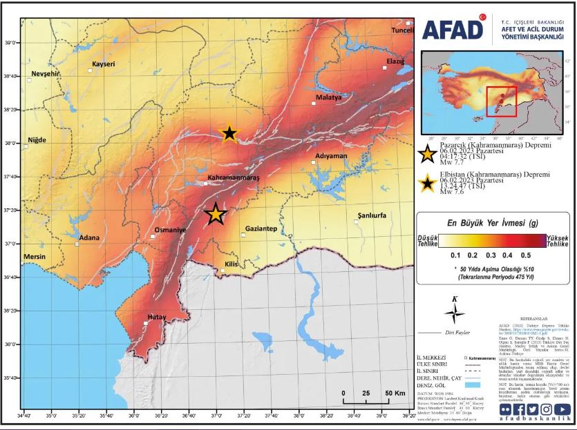 mappa pericolosità sismica turchia