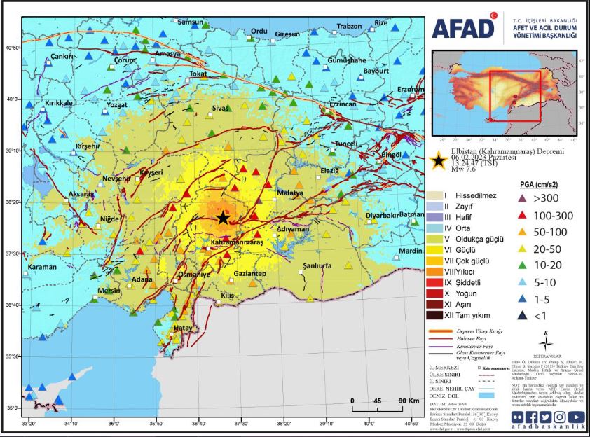 registrazioni accelerometriche terremoto turchia 6 febbraio 2023 