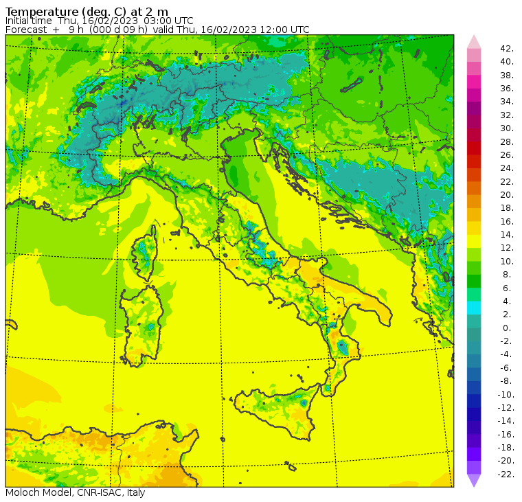 temperature massime 16 febbraio