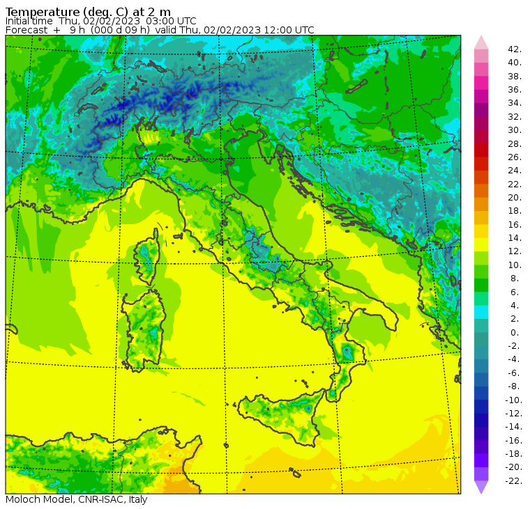 temperature massime 2 febbraio