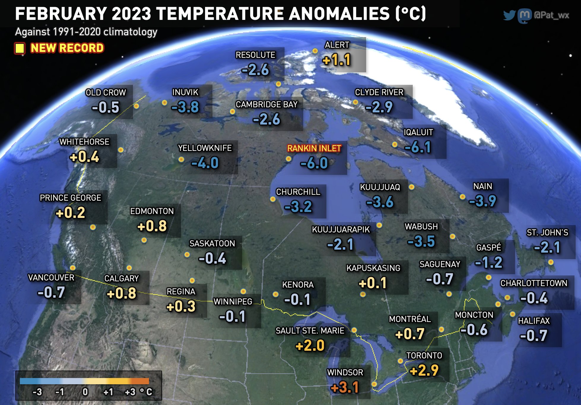 canada anomalie termiche febbraio 2023