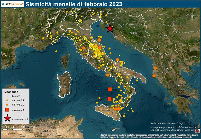 mappa terremoti febbraio 2023