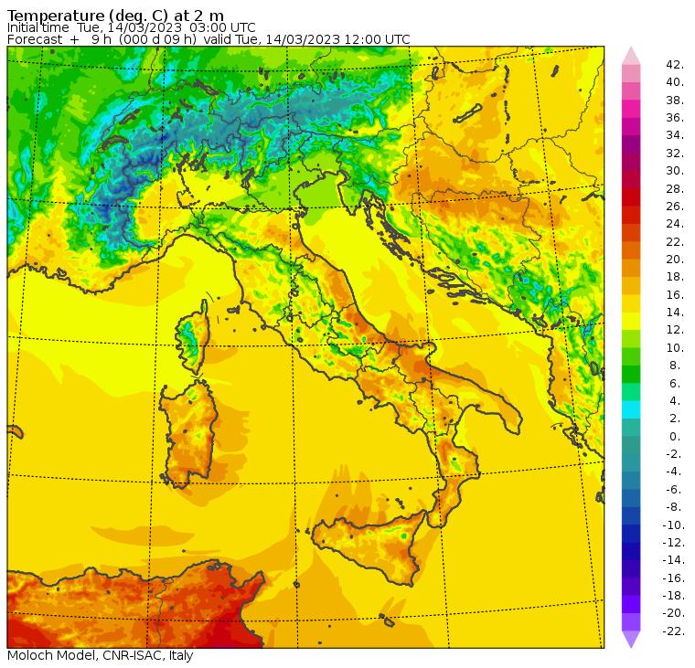 temperature massime 14 marzo