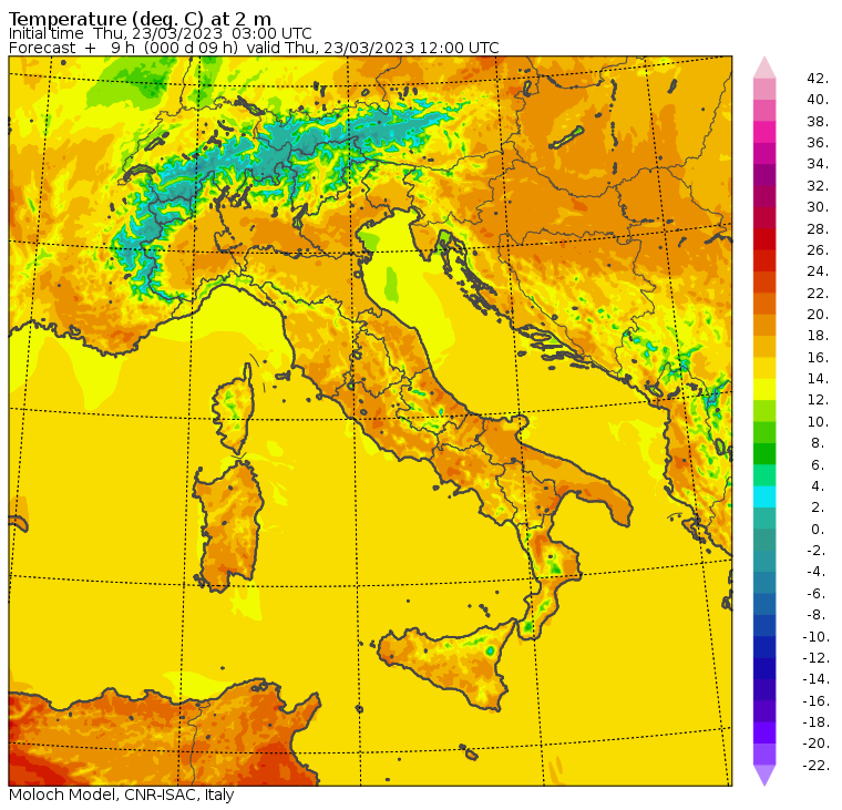 temperature massime 23 marzo