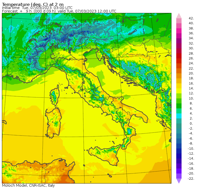 temperature massime 7 marzo