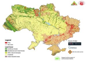 cartina Ucraina - incendi in Ucraina
