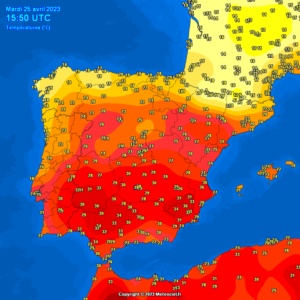 caldo spagna 25 aprile 2023