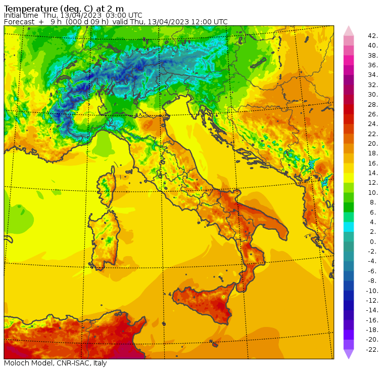 temperature massime 13 aprile