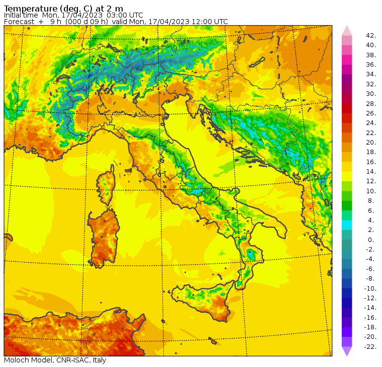 temperature massime 17 aprile