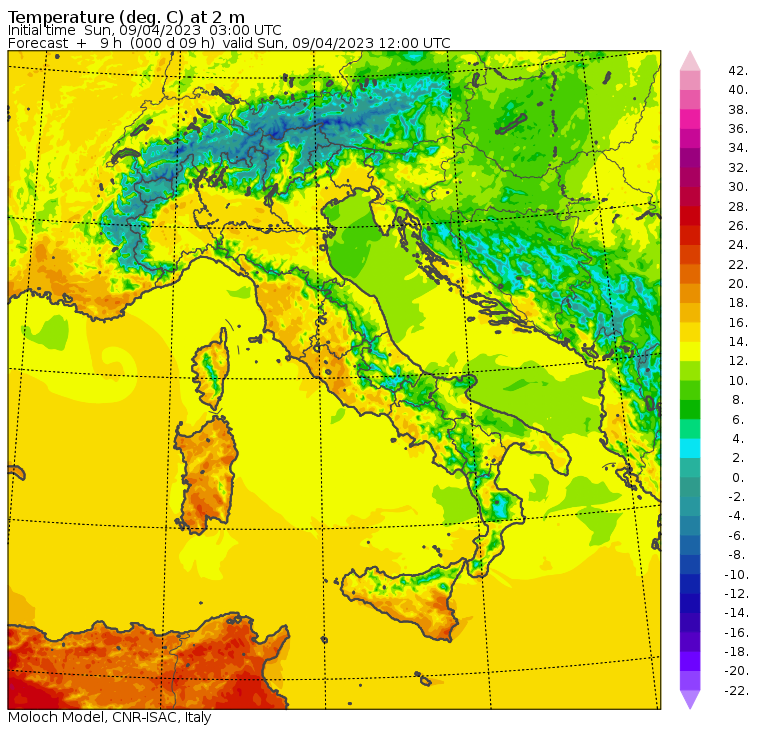 temperature massime 9 aprile