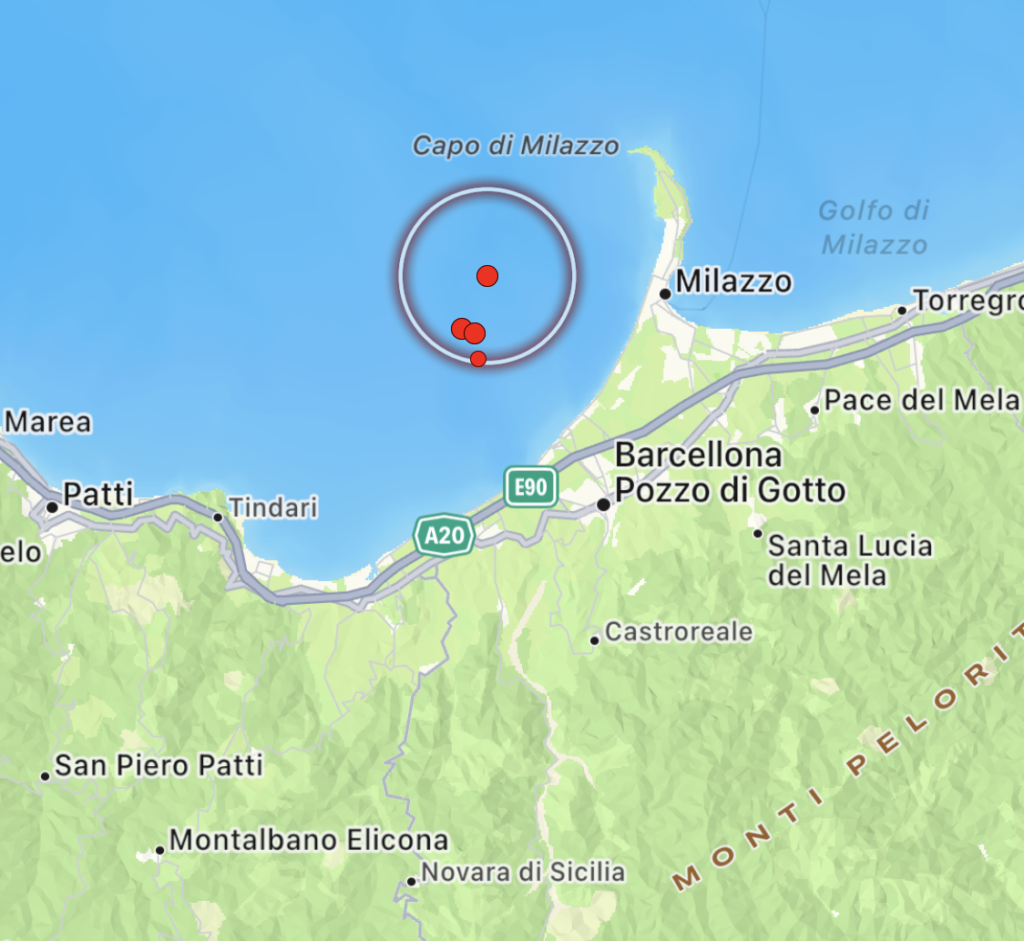 terremoto sicilia costa messinese