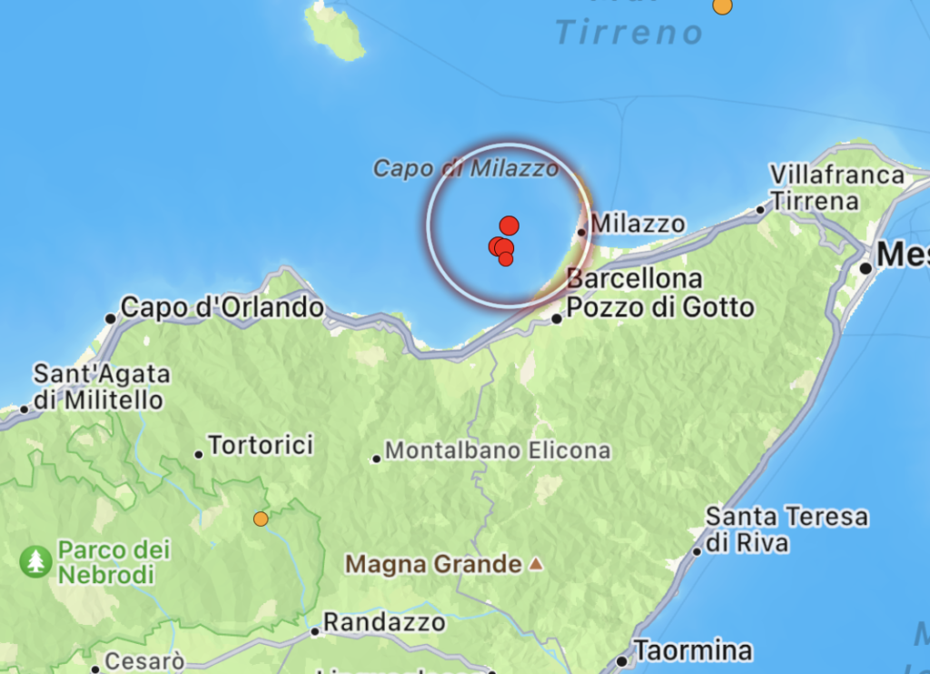 terremoto sicilia costa messinese