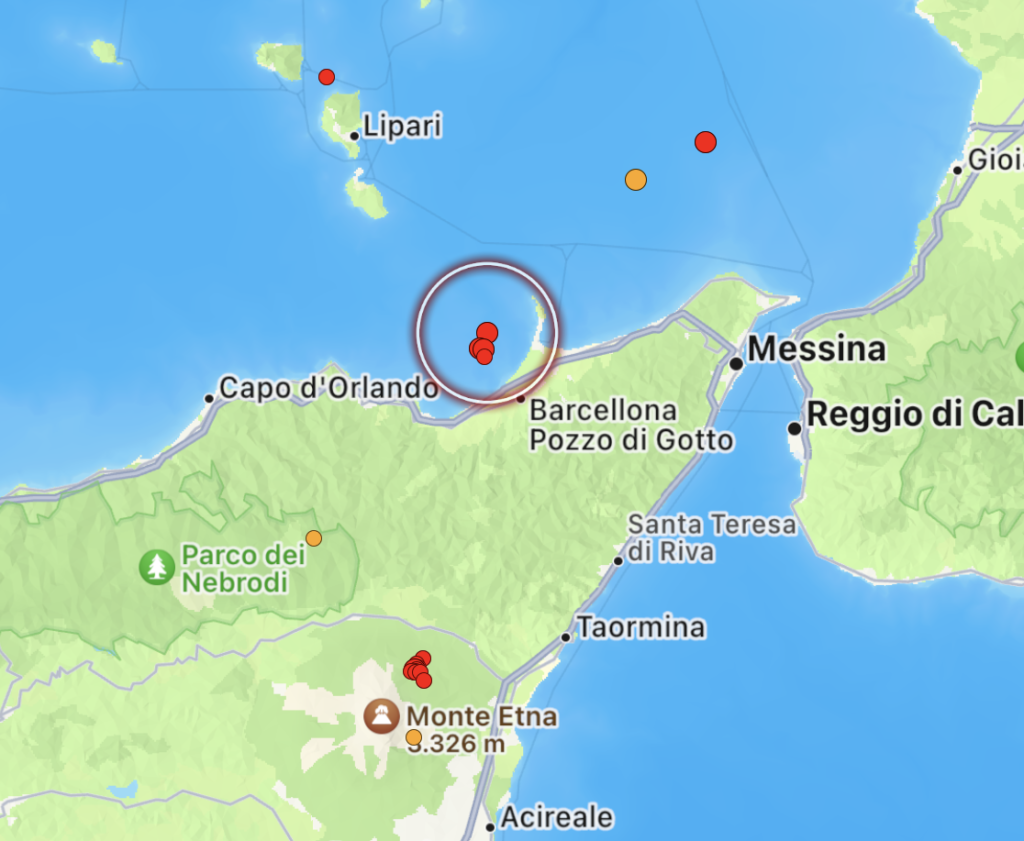 terremoto sicilia costa messinese