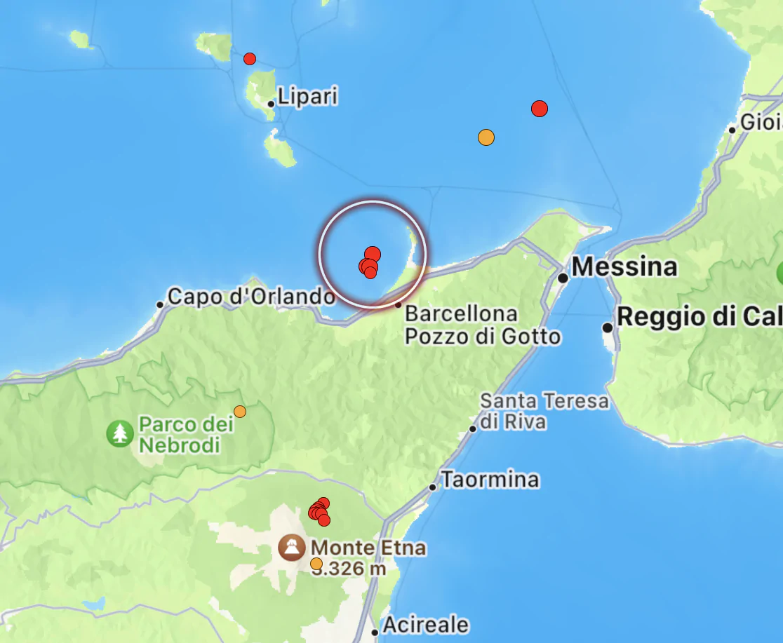 terremoto sicilia costa messinese