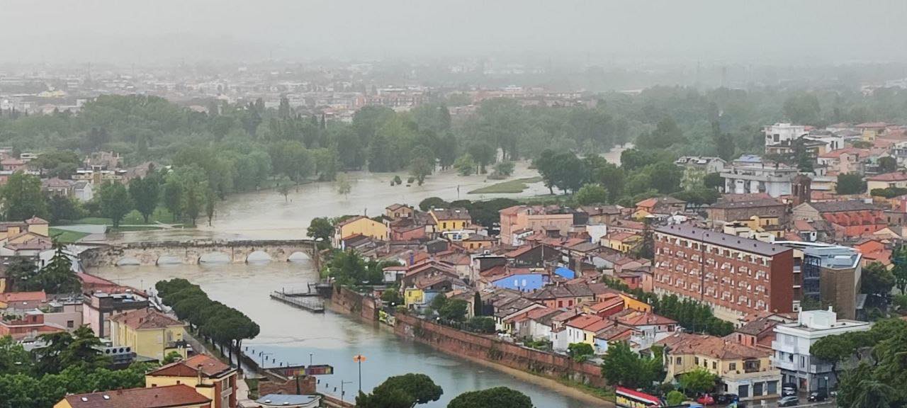 Foto aerea della situazione nel parco Marecchia di Rimini