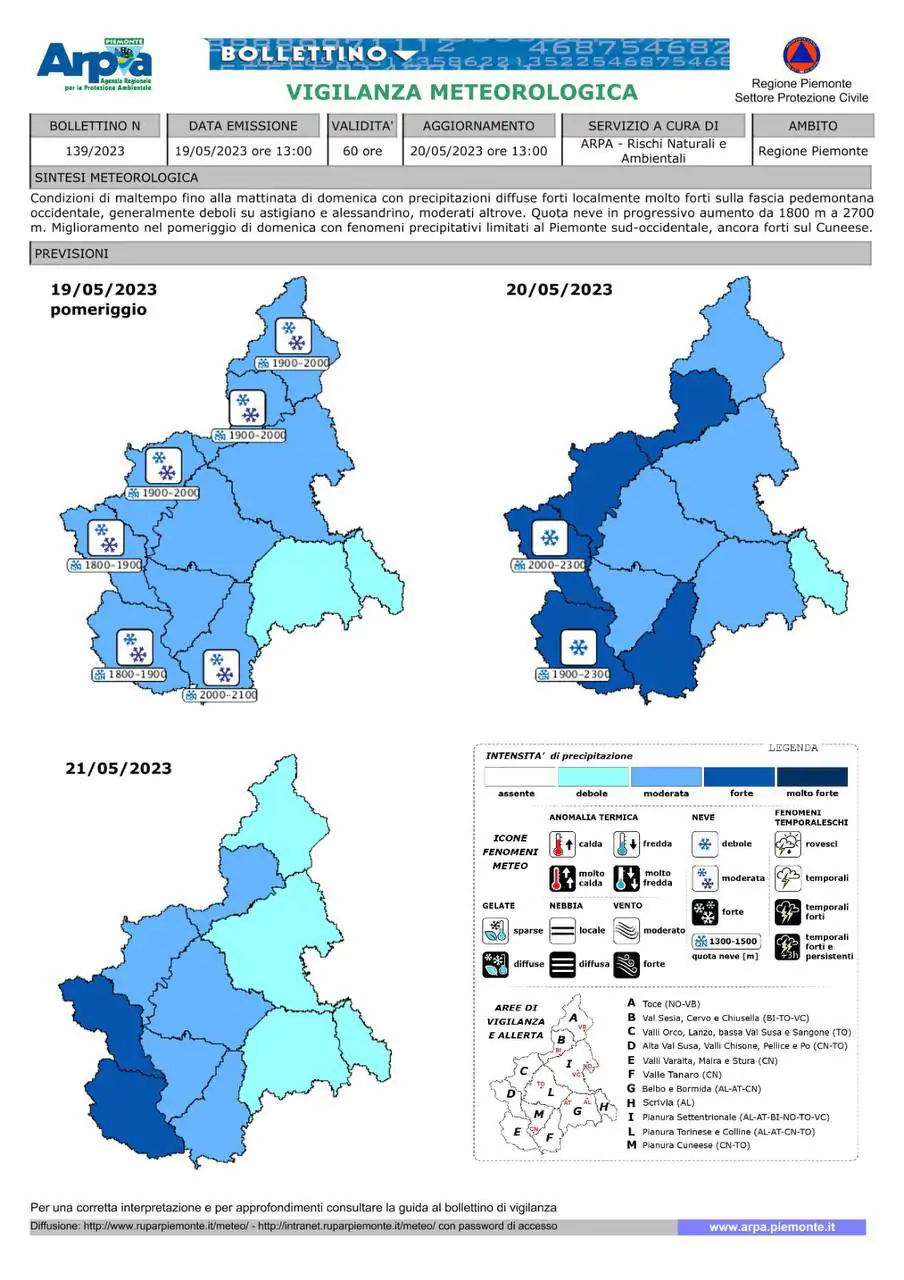 allerta meteo piemonte 20 maggio