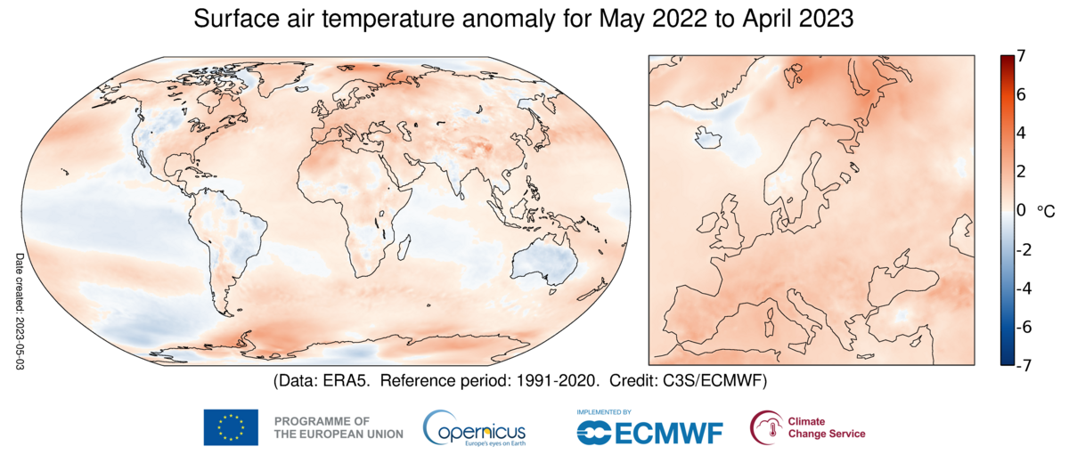 anomalia temperature maggio 2022-aprile 2023