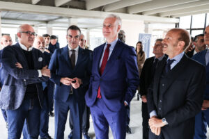(da sx) Francesco Cicione Founder Harmonic Innovation Group_ Presidente Regione Calabria Roberto Occhiuto_Ministro PA Paolo Zangrillo_ Architetto Massimo Roj