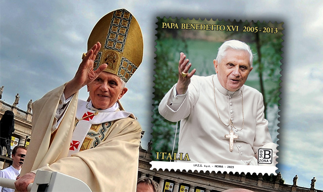 Francobollo commemorativo in onore di Papa Benedetto XVI
