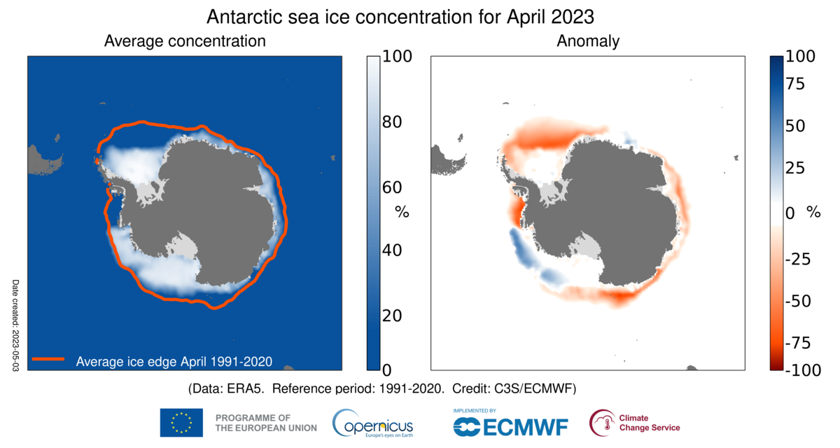 ghiaccio marino antartide aprile 2023