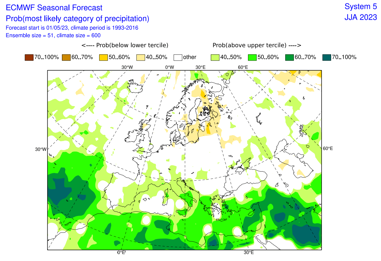 previsioni meteo estate 2023 europa ECMWF 