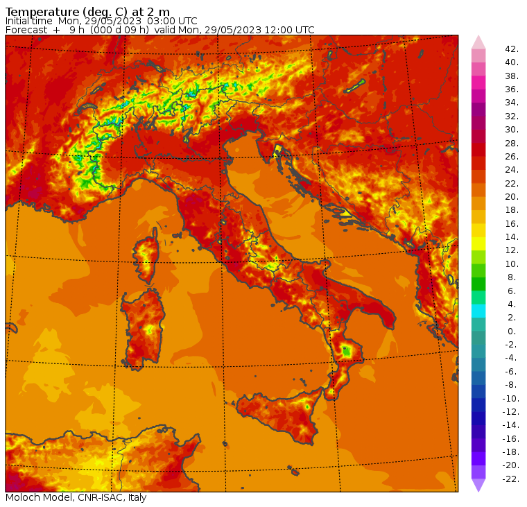 temperature massime 29 maggio