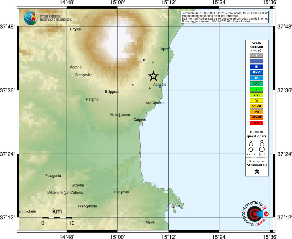 terremoto oggi catania acireale santa venerina