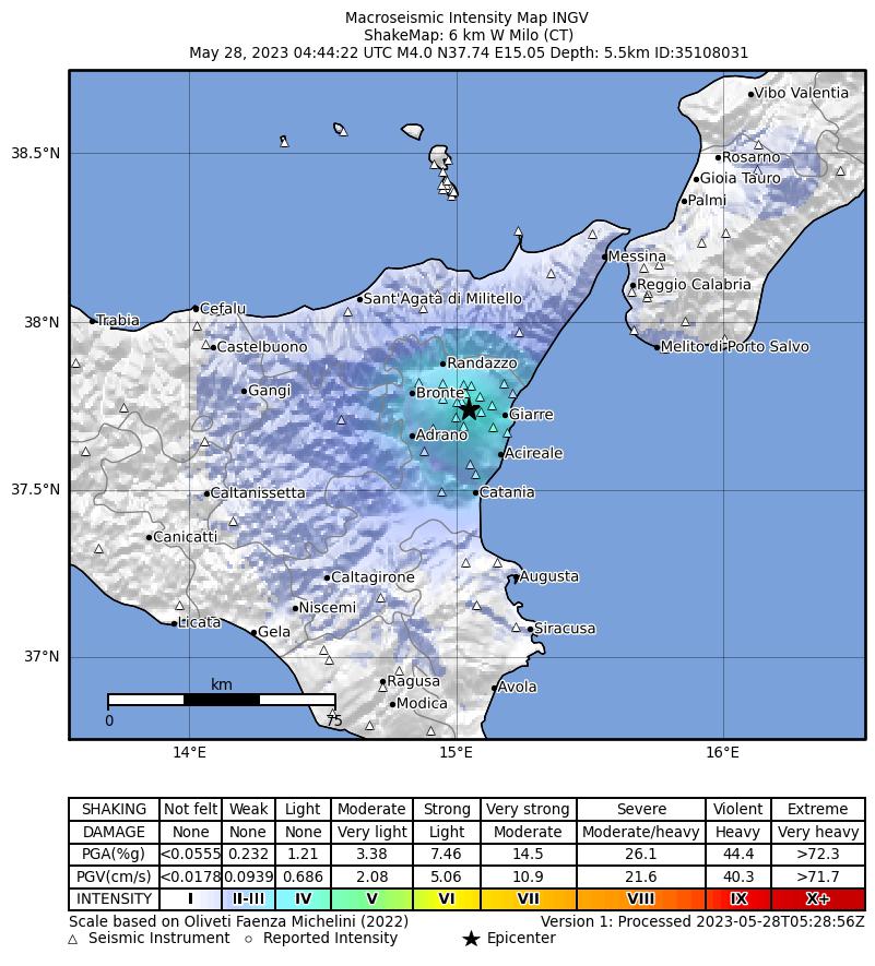 terremoto oggi sicilia catania 28 maggio