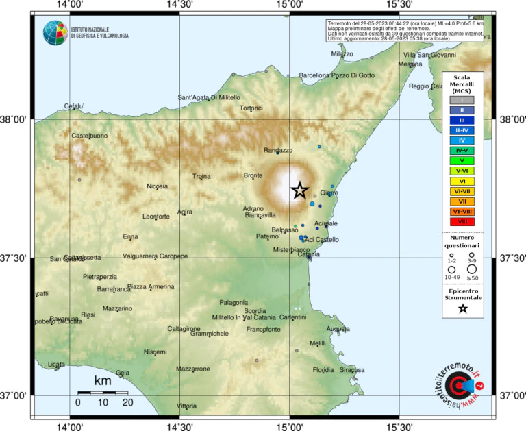 terremoto oggi sicilia catania messina 28 maggio
