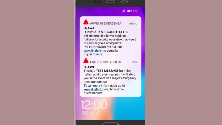 messaggio del sistema It-Alert