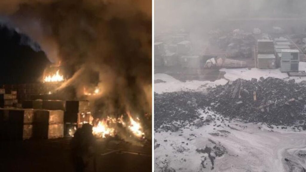 incendio al parco espositivo di Bolgare, a Bergamo