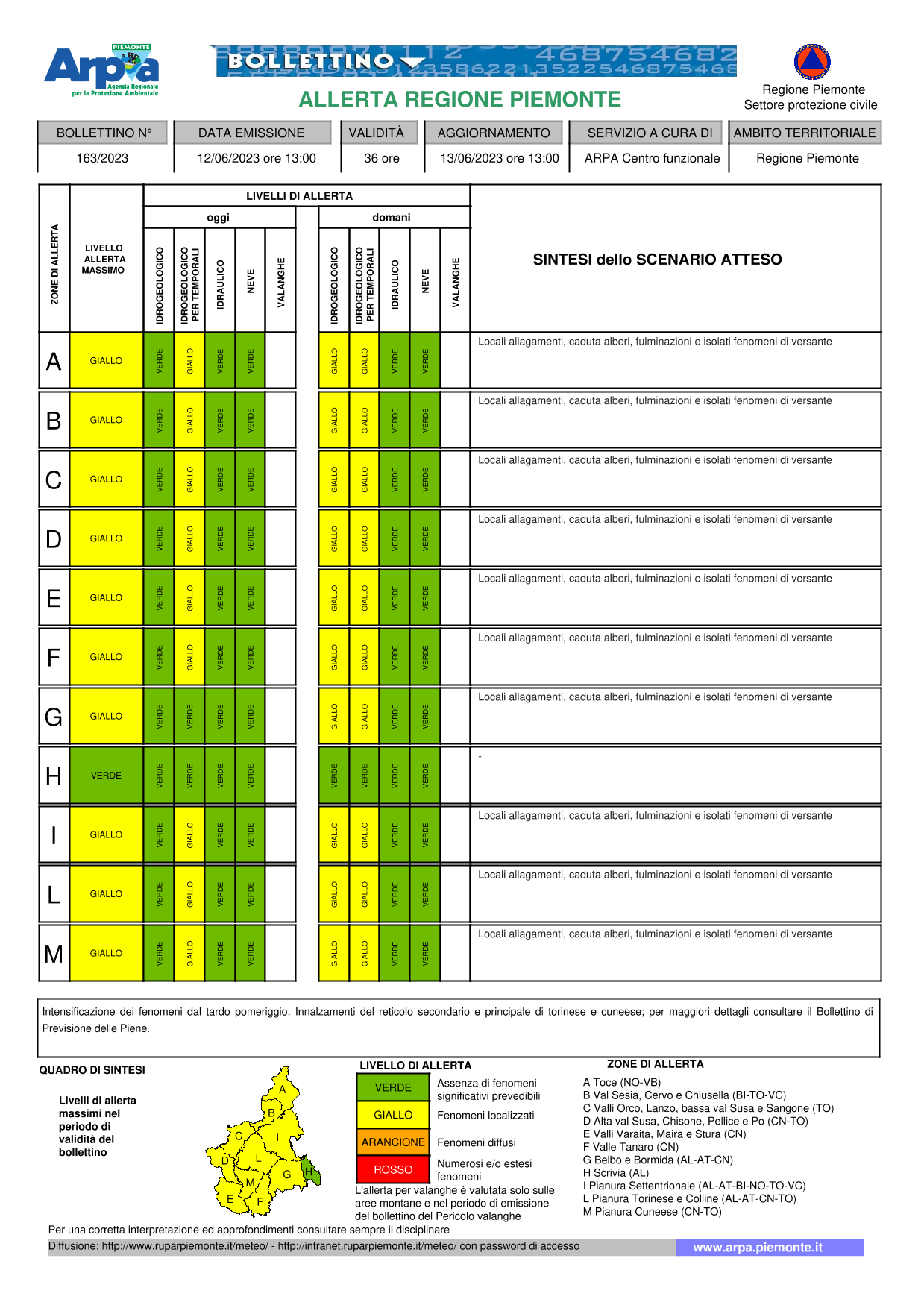 allerta meteo piemonte 12 13 giugno