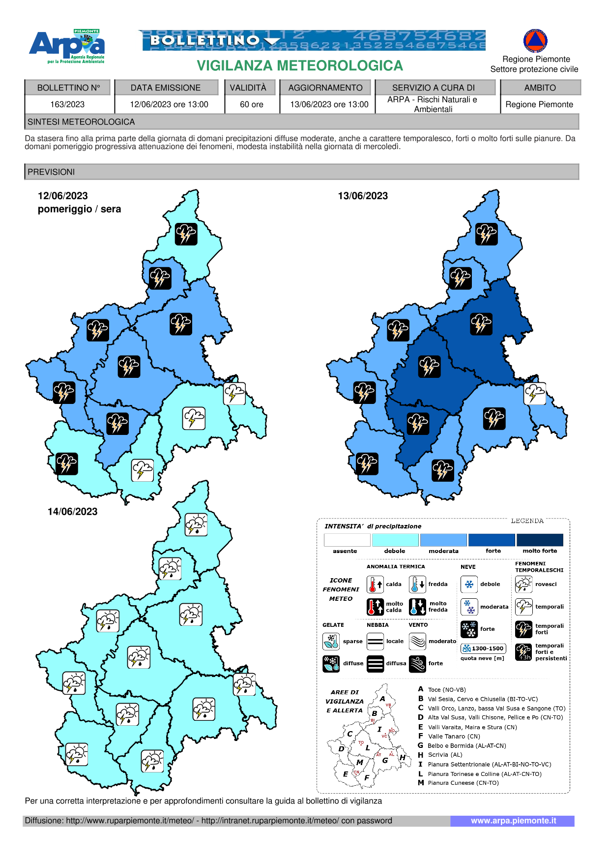 allerta meteo piemonte 12 13 giugno