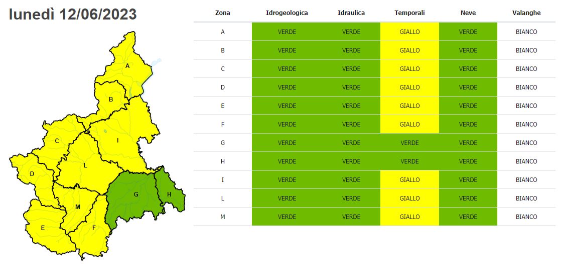 allerta meteo piemonte 12 giugno