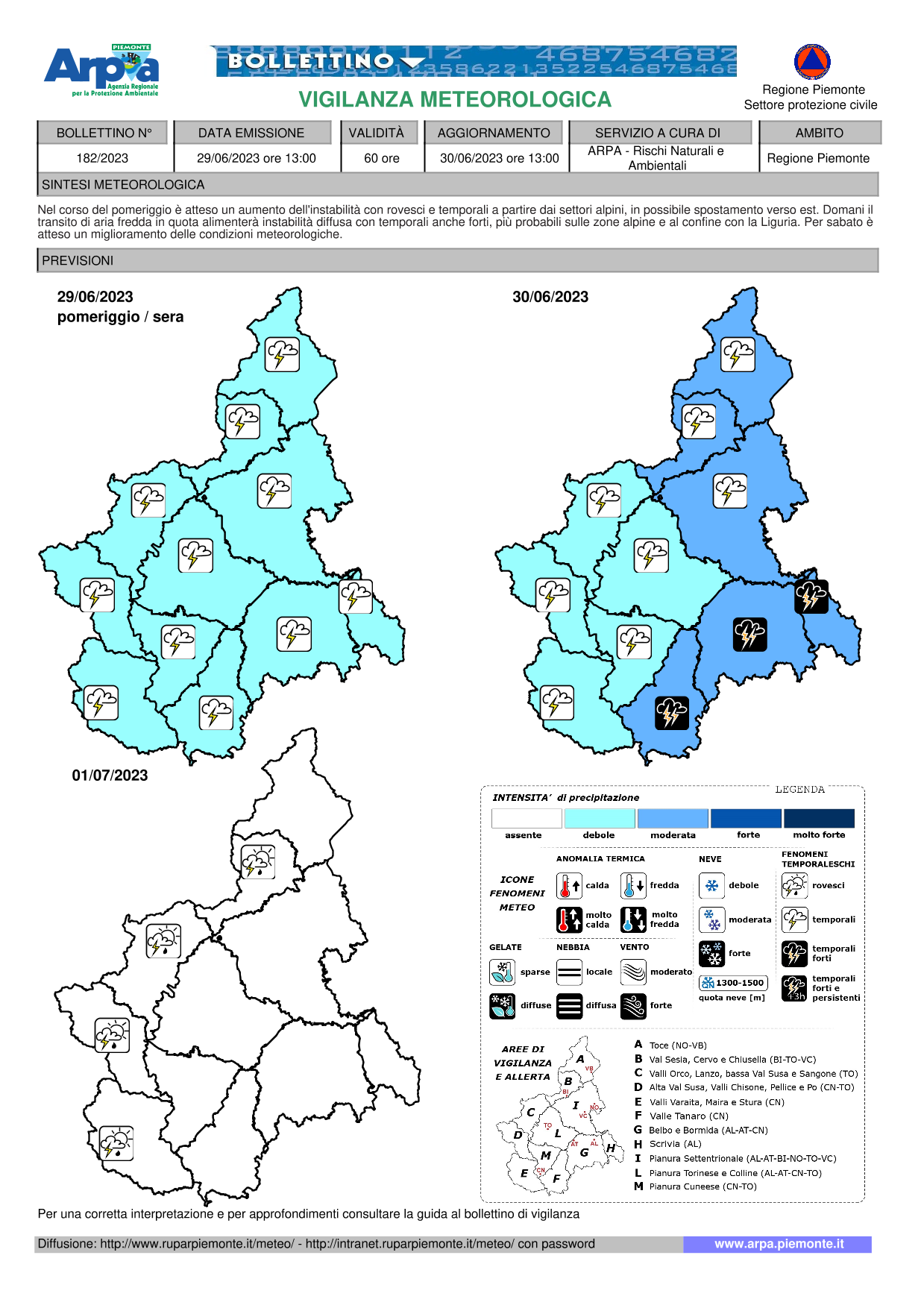allerta meteo piemonte 29 giugno