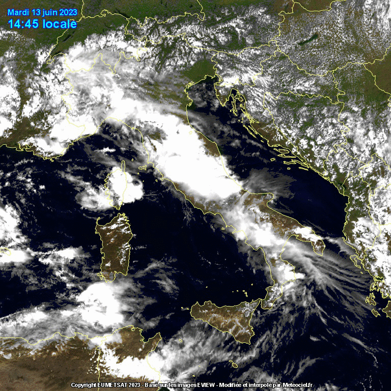 animazione satellitare meteorologica italia 13 giugno 2023
