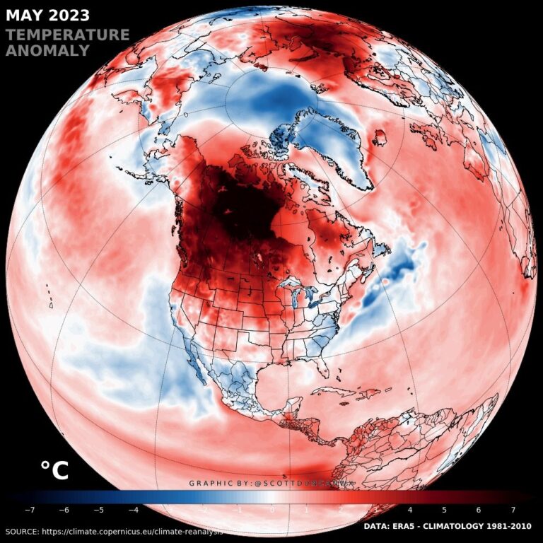 caldo canada anomalie maggio 2023