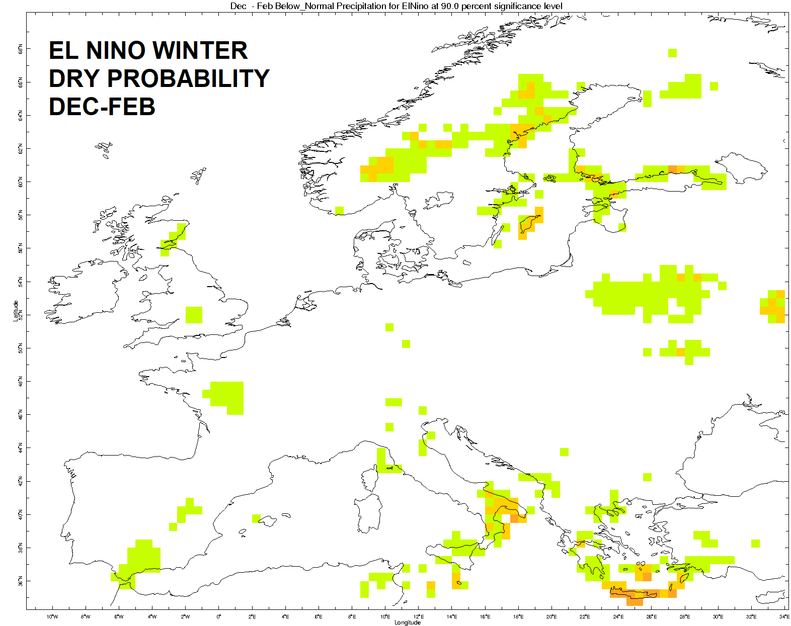previsioni precipitazioni El Niño dicembre-febbraio