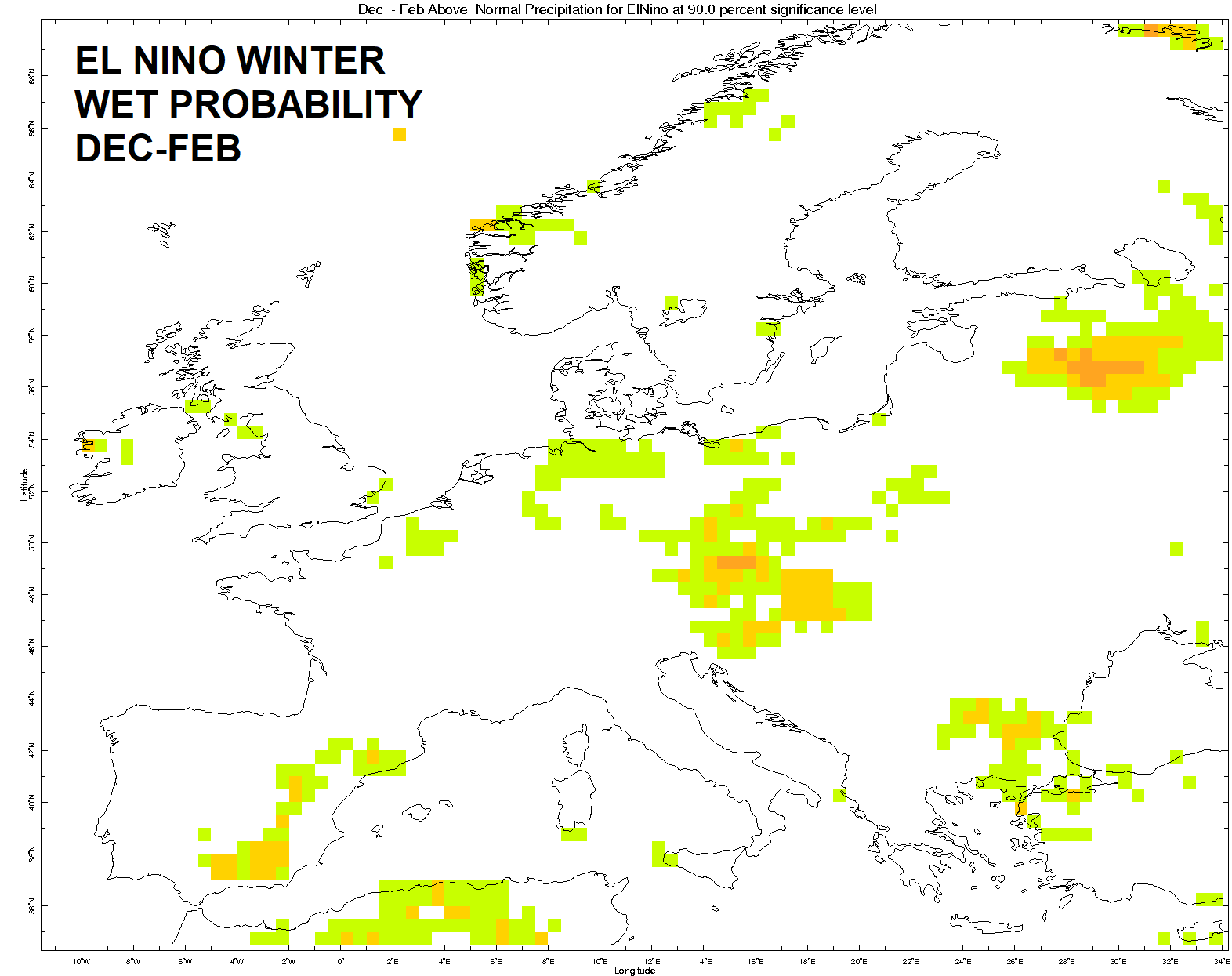 previsioni precipitazioni El Niño dicembre-febbraio
