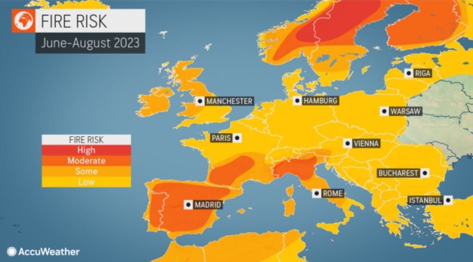 rischio incendi estate 2023 europa accuweather