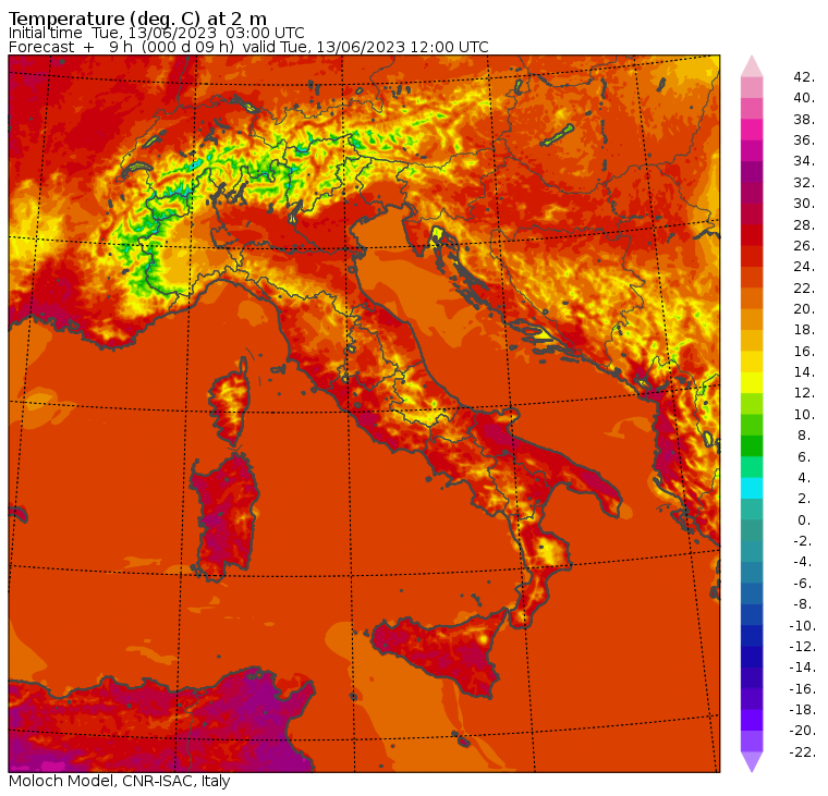 temperature massime 13 giugno