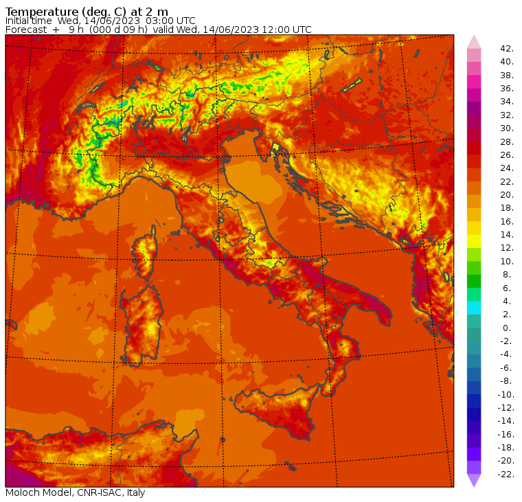 temperature massime 14 giugno