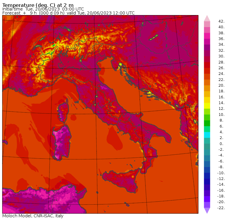 temperature massime 20 giugno